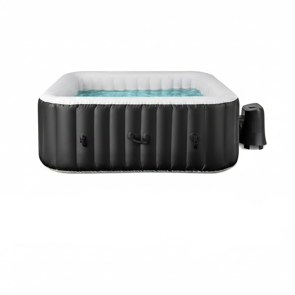 Inflatable Hot Tub, 4-6 Person Blowup Pool Hottub W/130 Air Jets, Heater Pump, Filter Cartridges, Insulated Cover, Ground Cloth, Portable Outdoor Water SPA (71’’X70’’ Rectangular, 4-6 Person)