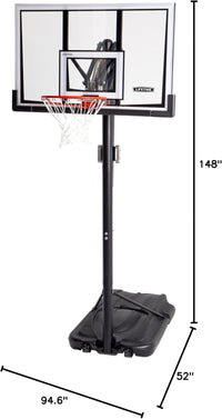 90061 Portable Basketball System, 52 Inch Shatterproof Backboard,Black