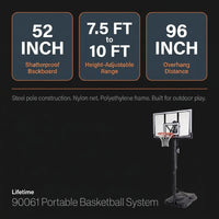 90061 Portable Basketball System, 52 Inch Shatterproof Backboard,Black — Results & Stats