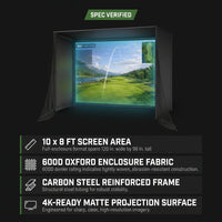Golf Simulator Enclosure Kit 10 X 8 Ft with 4K-Ready Impact Screen | 600D Blackout Cover, Anti-Ricochet Foam Padding & Safety Side Nets, Golf Cage for Indoor Garage, Basement & Home Practice — Results & Stats