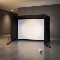 Golf Simulator Enclosure Kit 10 X 8 Ft with 4K-Ready Impact Screen | 600D Blackout Cover, Anti-Ricochet Foam Padding & Safety Side Nets, Golf Cage for Indoor Garage, Basement & Home Practice — Studio Shot