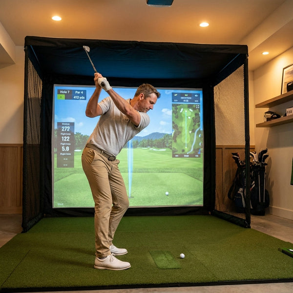 Golf Simulator Enclosure Kit Built to Create Indoor Practice Space, 10x8 ft, 4K Impact Screen, Safety Nets