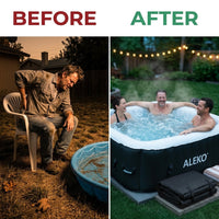 Inflatable Hot Tub Spa, 265 Gallon HTISQ6GYBK | Relaxing Bubble Massage Jets, Quick Heating System, Cushioned Padded Walls, Portable Backyard Setup, Seats Multiple Adults — Before & After