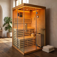 Traditional Steam Sauna,3000W 2-3 Person Indoor Sauna with LED Lights, Waterproof Speakers for Home,Living Room — Studio Shot