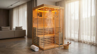 Traditional Steam Sauna,3000W 2-3 Person Indoor Sauna with LED Lights, Waterproof Speakers for Home,Living Room — Lifestyle