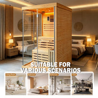 Traditional Steam Sauna,3000W 2-3 Person Indoor Sauna with LED Lights, Waterproof Speakers for Home,Living Room