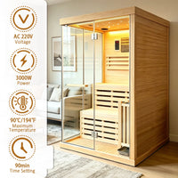 Traditional Steam Sauna,3000W 2-3 Person Indoor Sauna with LED Lights, Waterproof Speakers for Home,Living Room